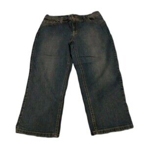 Chico's Woman Cropped Blue Jeans Size 0(S) Stretch 5 Pockets Capris Coastal